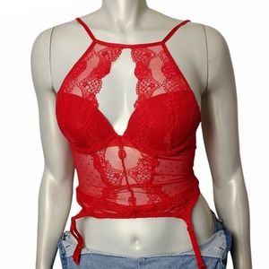 Adore Me Red Lace Lingerie Garter Valentine's